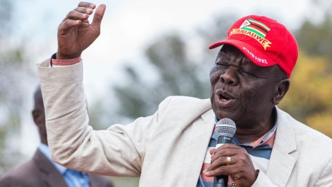 Zimbabwean opposition leader Morgan Tsvangirai at a rally in Harare on August 5, 2017.
