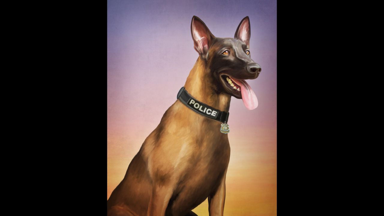 K-9 police dog Roscoe of Crowley, Louisiana, police was shot and killed while attempting to assist in the arrest of a murder suspect last March.