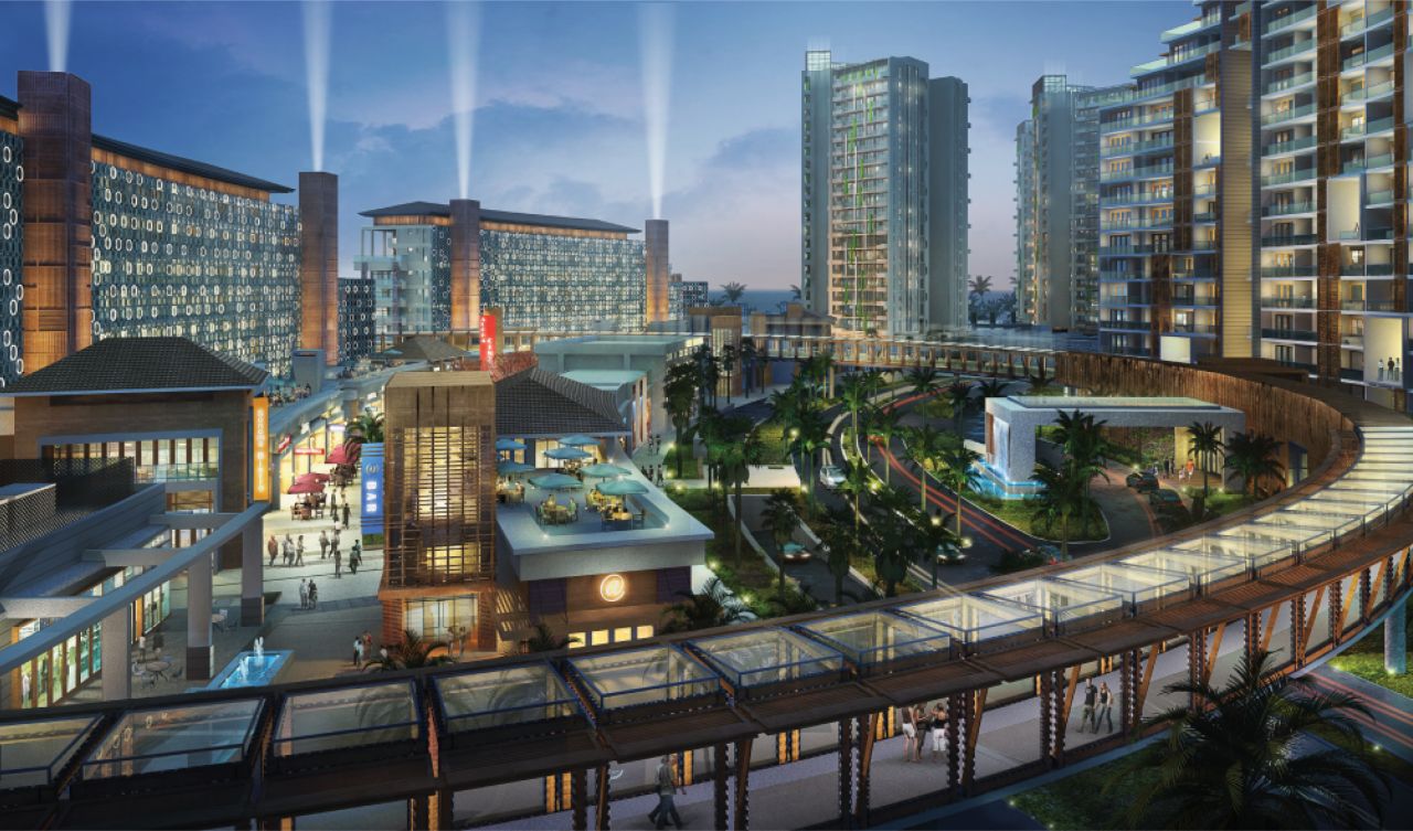 <strong>The Aloha hotel:</strong> Inspired by the famous Waikiki waterfront in Hawaii -- a fitting design for the "Hawaii of China" -- the Aloha resort will feature thousands of hotel rooms, serviced apartments and villas.