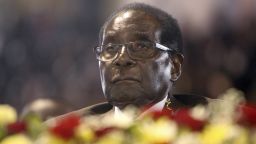 In this April 7, 2016 file photo Zimbabwean President Robert Mugabe attends a meeting with the country's war veterans in Harare.  