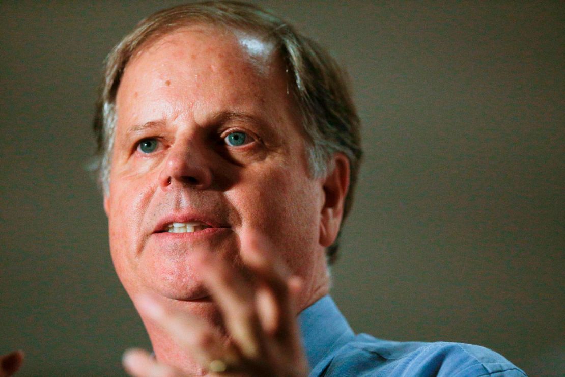 Democrat Doug Jones speaks at a campaign rally for the race to fill Attorney General Jeff Sessions' former Senate seat, Tuesday, Oct. 3, 2017, in Birmingham, Ala. (AP Photo/Brynn Anderson)