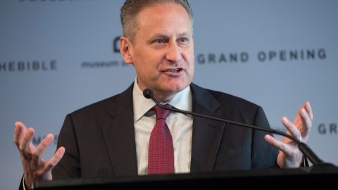 Steve Green, president of Hobby Lobby and chairman of the board of Museum of the Bible, speaks during a media preview of the museum dedicated to the history, narrative and impact of the Bible in Washington, DC, in November 2017.