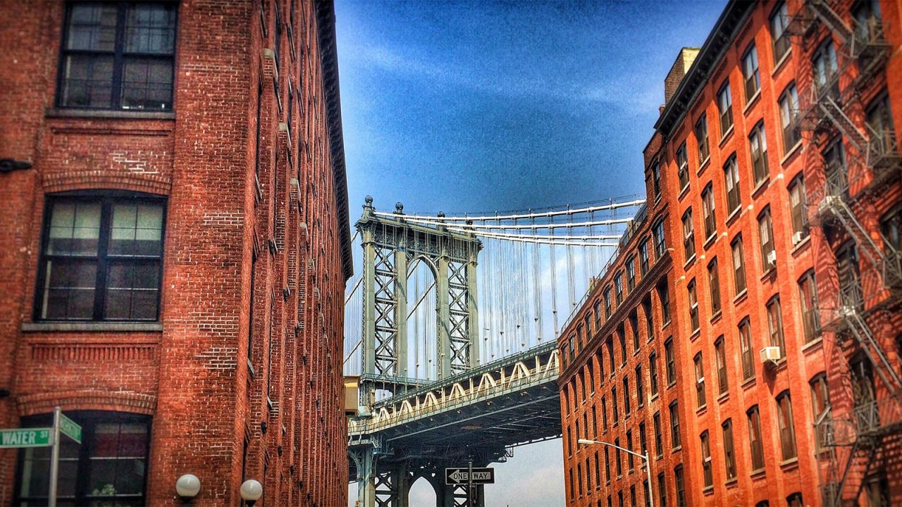 DUMBO, with its cobblestone streets, old brick buildings and views of the river, is a popular spot for wedding photos.