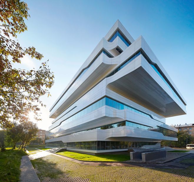 Completed in 2015, the Dominion Office Building can be found in Moscow's Sharikopodshipnikovskaya Street. Signature curves soften the edges of the building's vertically stacked layers.