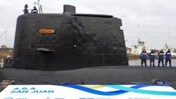 File picture released by Telam showing the ARA San Juan submarine being delivered to the Argentine Navy after being repaired at the Argentine Naval Industrial Complex (CINAR) in Buenos Aires, on May 23, 2014. 
The Argentine submarine is still missing in Argentine waters on November 17, 2017, after it lost communication more than 48 hours ago. / AFP PHOTO / TELAM / ALEJANDRO MORTIZ / Argentina OUT        (Photo credit should read ALEJANDRO MORTIZ/AFP/Getty Images)