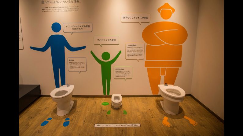 TOTO produces more than just  high-tech toilets -- the museum also displays Washlets that are suitable for different body sizes. 