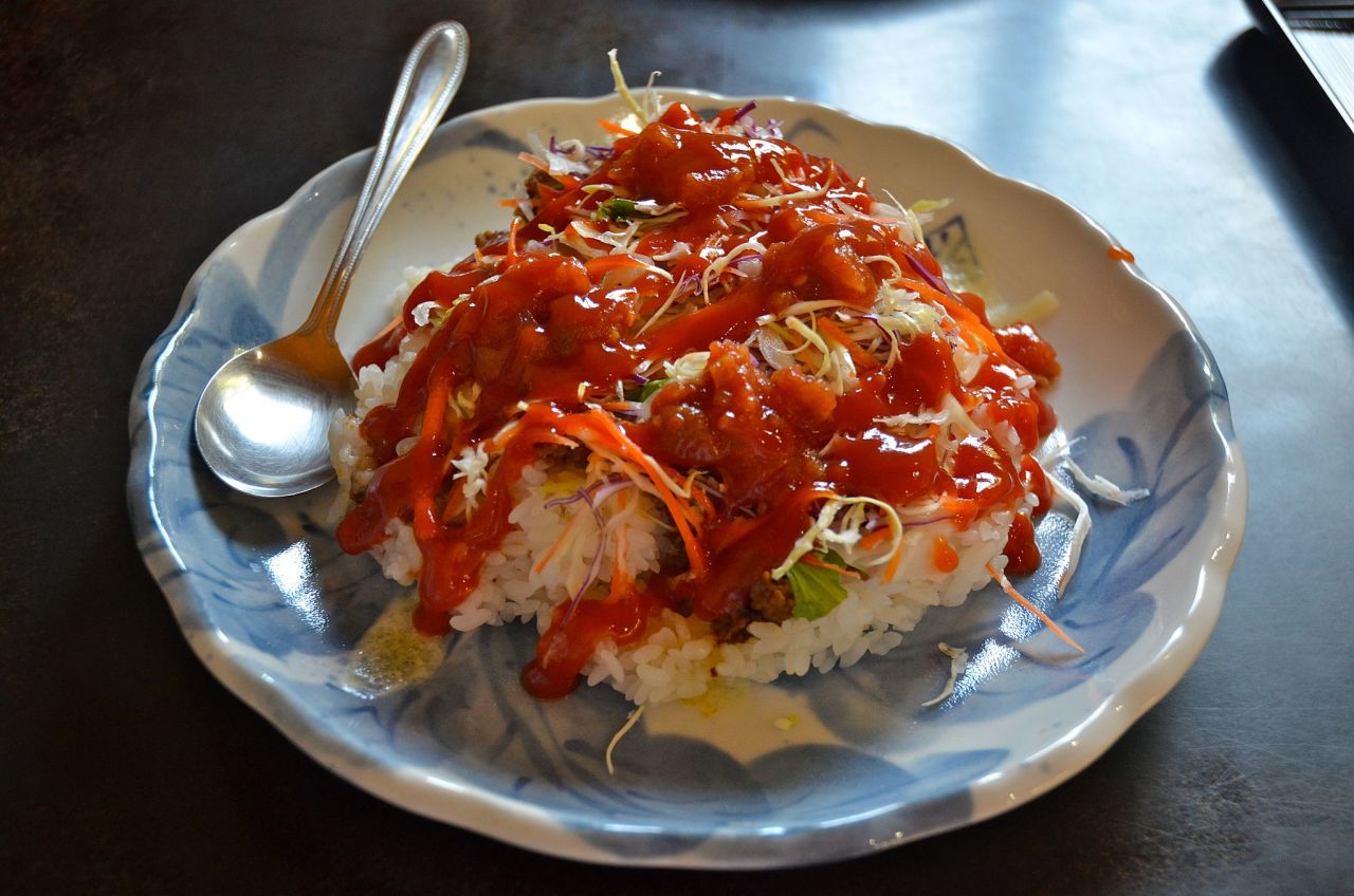 <strong>Taco rice:</strong> A bowl of spiced ground beef, cheese and salsa served on top of white rice -- is perhaps one of the U.S. military's greatest contributions to Okinawan cuisine, a specialty at countless restaurants across Japan. 