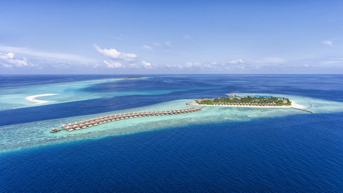 <strong>Hurawalhi from above: </strong>Located in the Maldives' Lhaviyani Atoll, Hurawalhi is a five-star luxury resort. It was designed by Japanese architect Yuji Yamazaki, of YYA New York. 