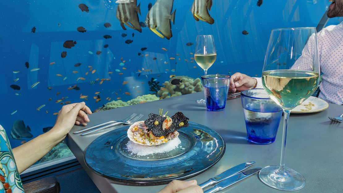 German chef Bjoern van den Oever oversees the menu at 5.8 Undersea Restaurant.