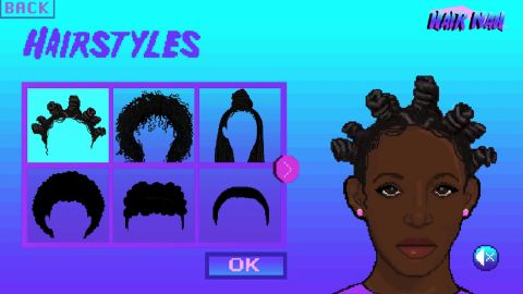 There are 12 hair options to choose from, including styles such as bantu knots, an afro and locs.