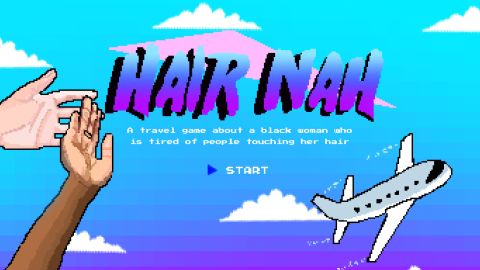 When players enter the video game's website, there's already a black hand swating away a hair toucher's hand.