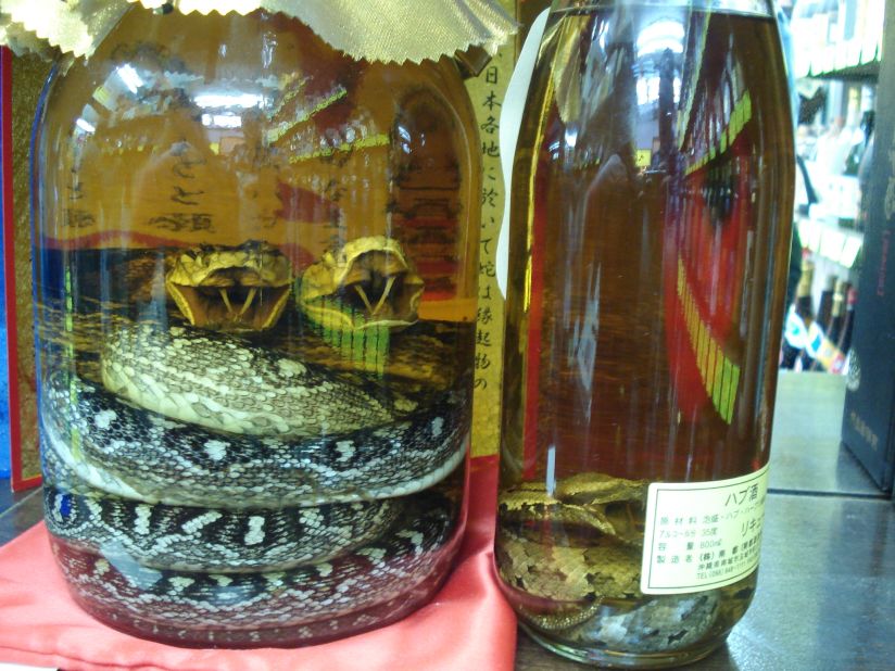 <strong>Unique cuisine:</strong> Japan's southernmost prefecture of Okinawa has its own unique food culture, the result of both its location and complex history. Among its many culinary delights are habushu, an awamori-based snake liqueur.