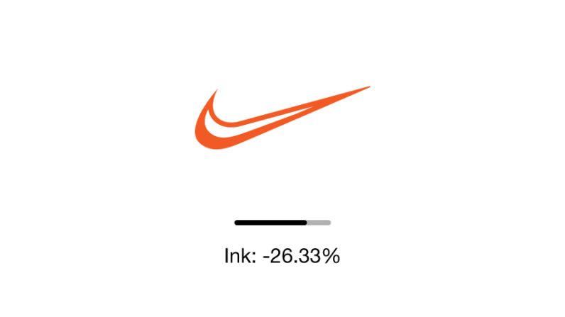 A hollow Nike swoosh could consume 26 percent less ink.