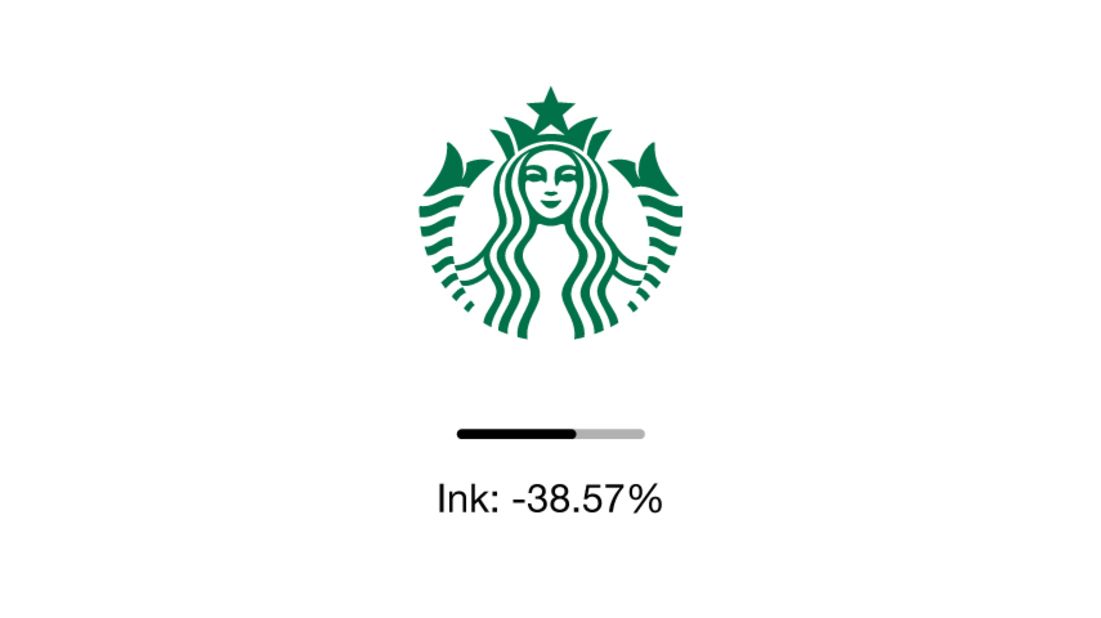 Sylvain's Starbucks logo redesign is 38 percent less ink-intensive, which he calculates could save up to 4,000 gallons of ink a year. 