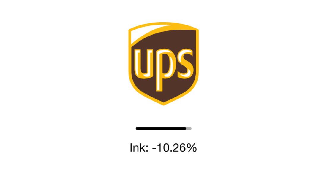 Adding more white to the UPS logo could save over 10 percent ink.