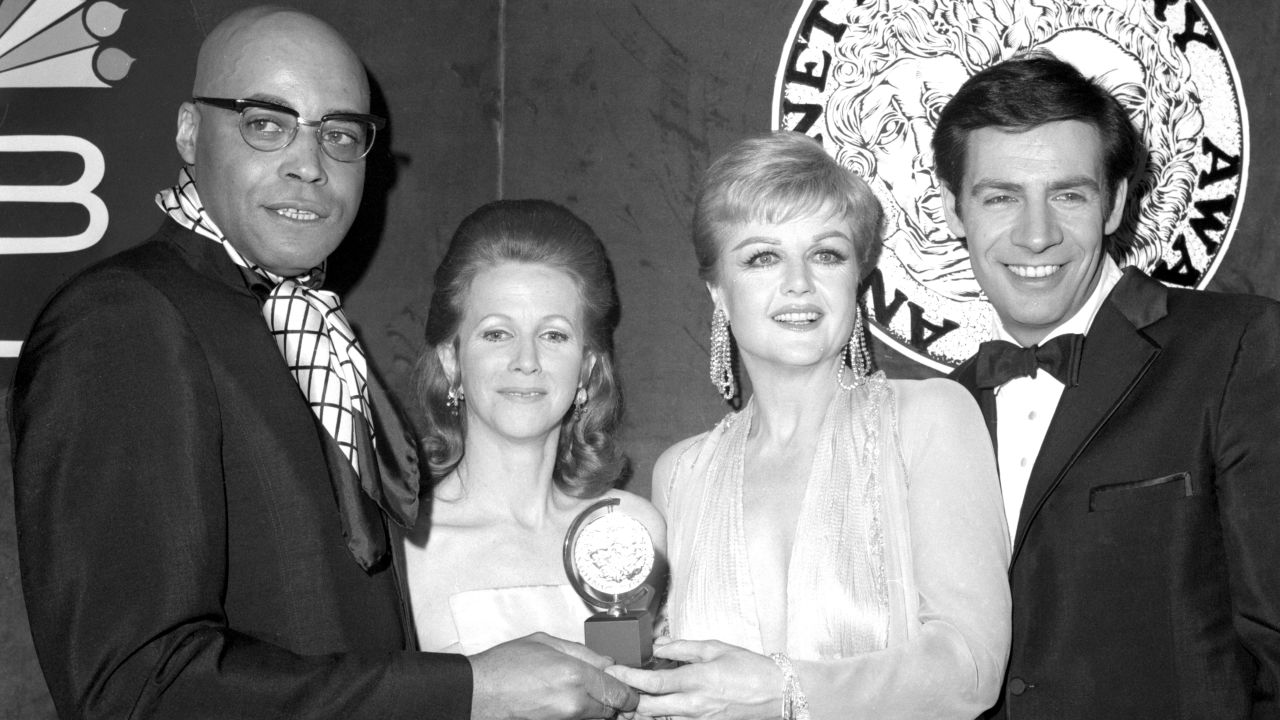From left, James Earl Jones, Julie Harris, Lansbury and Jerry Orbach pose for a photo on the day after the 1969 Tony Awards. They were the top winners that year. Lansbury won for her work in the musical "Dear World." Over her career, Lansbury was nominated for seven Tony Awards and won five.