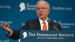 US Attorney General Jeff Sessions speaks to the Federalist Society 2017 National Lawyers Convention in Washington, DC, November 17, 2017. (SAUL LOEB/AFP/Getty Images)