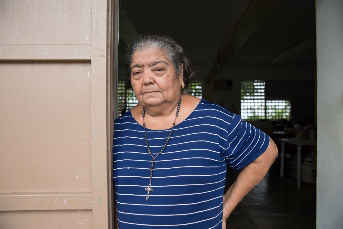 Paula Guzmán still lives in a shelter in an elementary school.