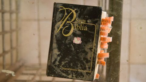 A Bible is one of few artifacts left in Juan Robles' home.