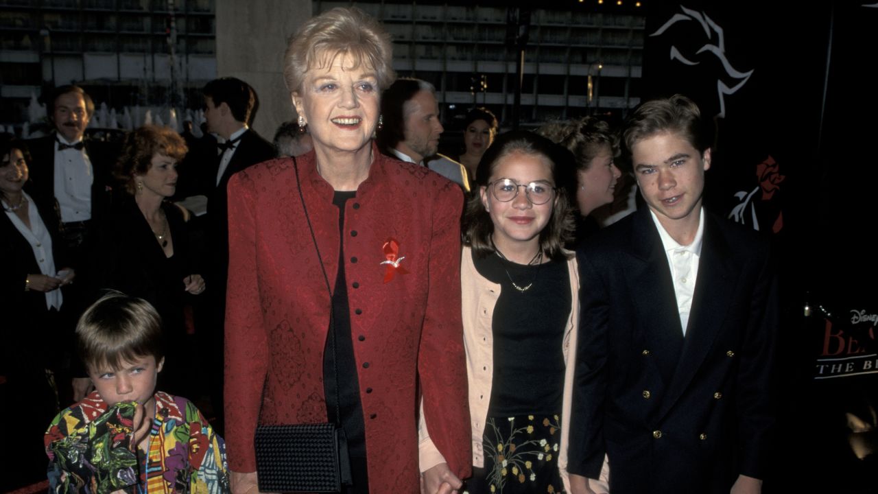 Lansbury attends a 1995 benefit with grandchildren Ian, Katherine and Peter.
