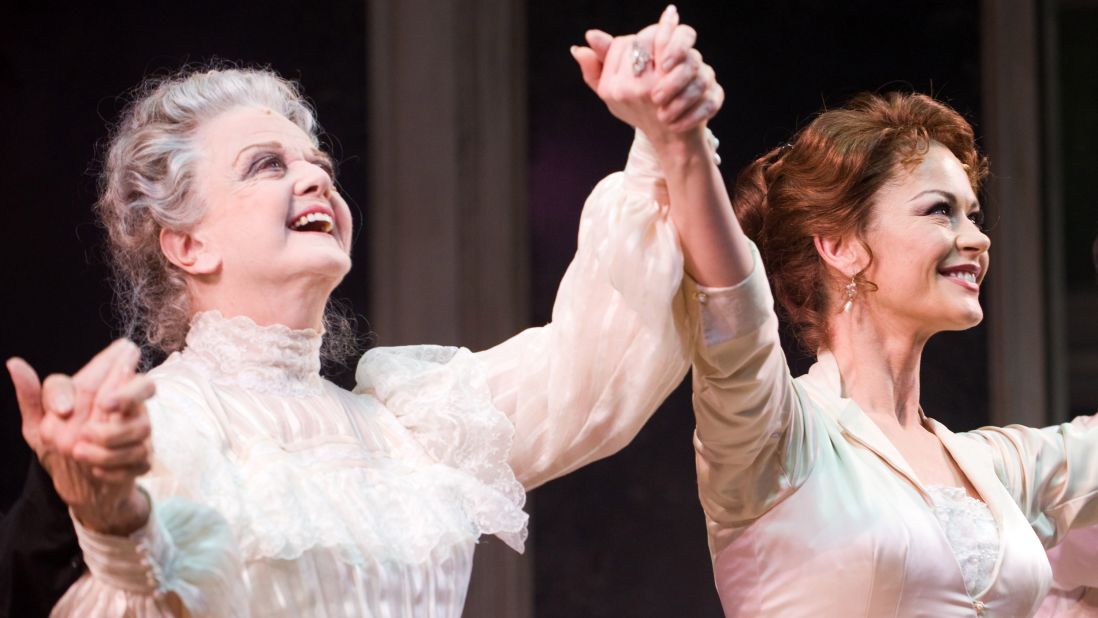 Lansbury and Catherine Zeta-Jones appear at the curtain call for a Broadway performance of "A Little Night Music" in 2009.