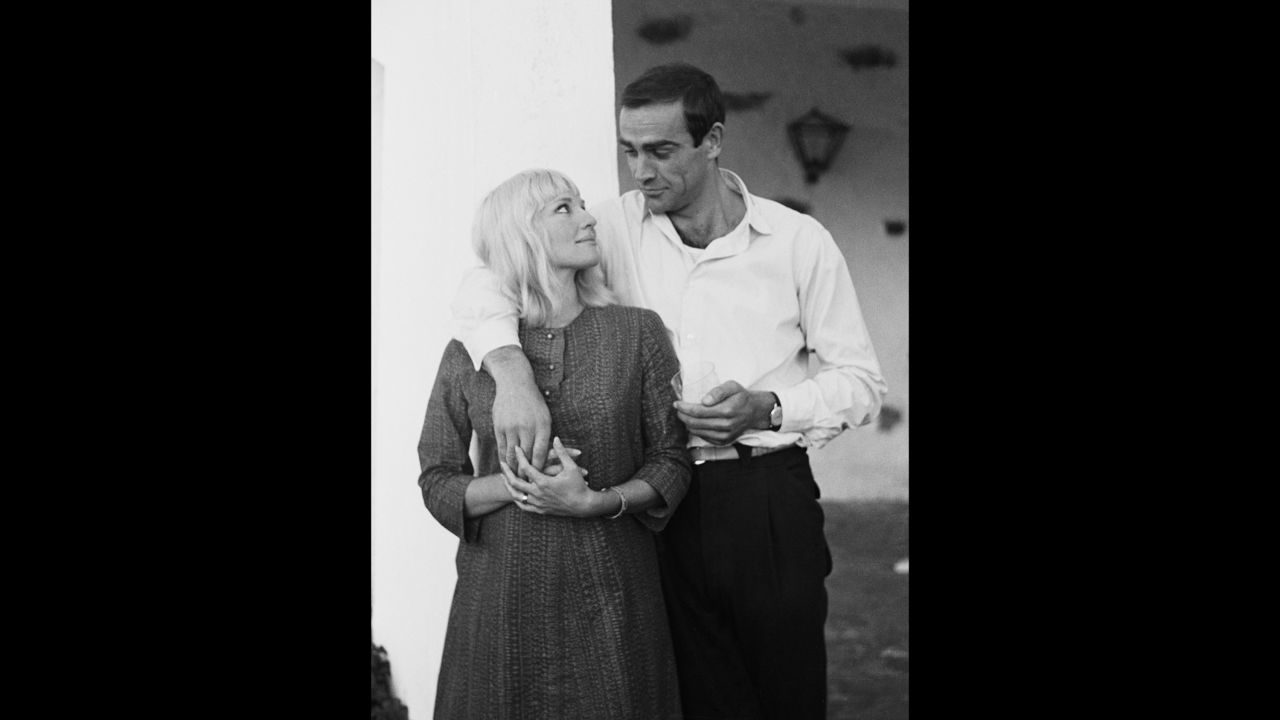 Connery is seen with his wife, Diane Cilento, on their honeymoon near Marbella, Spain, in December 1962.