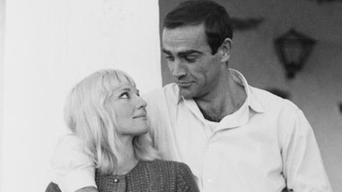 Connery is seen with his wife, Diane Cilento, on their honeymoon near Marbella, Spain, in December 1962.