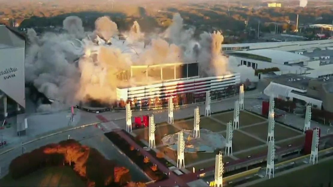 The Georgia Dome tumbles to the ground.