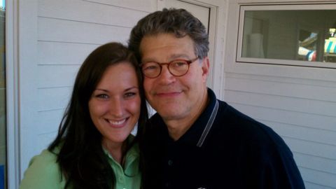 Franken poses with Lindsay Menz, a 33-year-old woman who now lives in Frisco, Texas. 