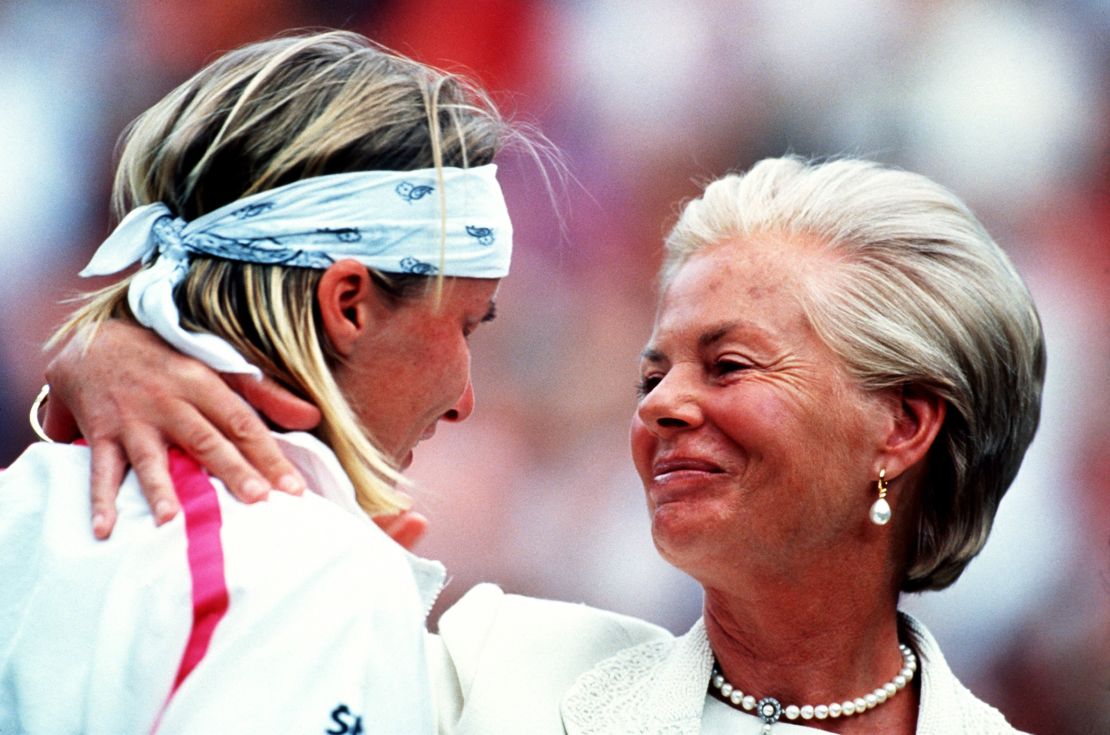 Novotna is consoled by the Duchess of Kent