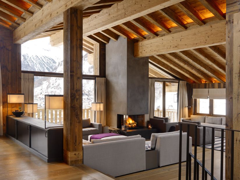 <strong>World's Best Ski Chalet -- Chalet Les Anges, Zermatt, Switzerland: </strong>Inside, the contemporary chalet (The Angels) features reclaimed wood and a cosy ambiance with plenty of natural light across its three floors.