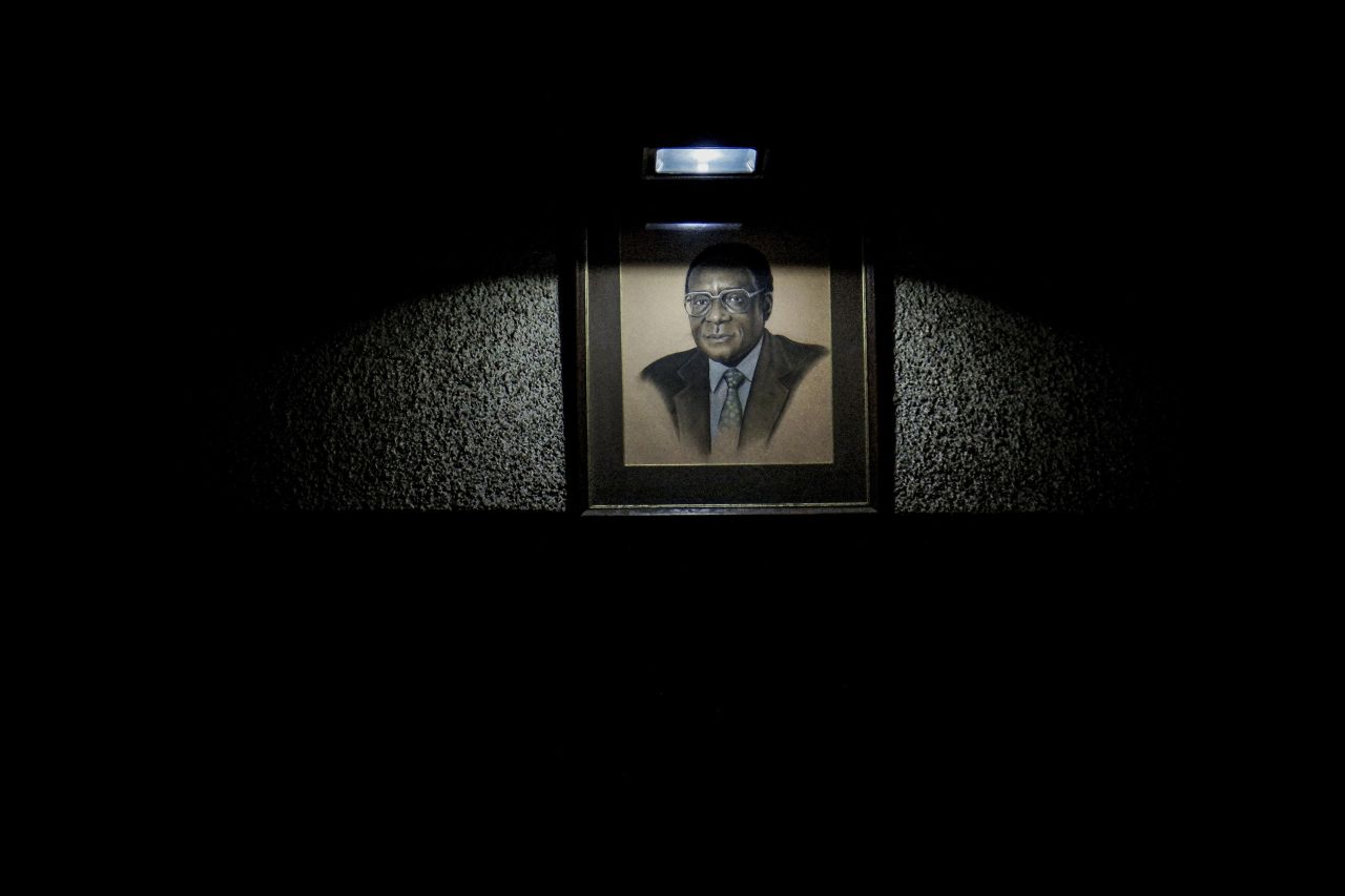 A portrait of Mugabe hangs in the hall of the  ZANU-PF headquarters, where delegates met for a special committee on November 19. Mugabe co-founded the party and had been its leader for decades.