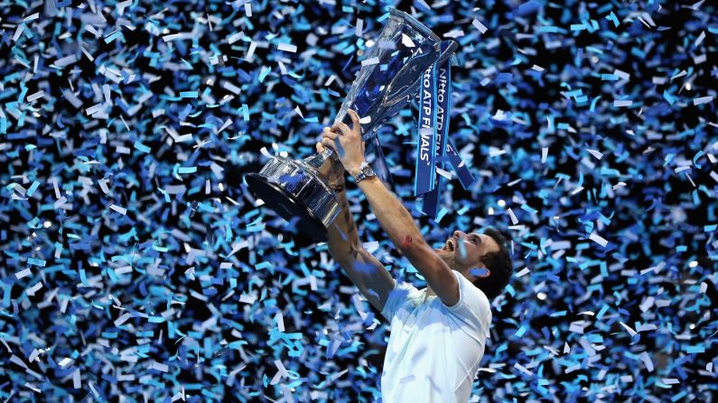 Grigor Dimitrov lifts his trophy after winning the ATP World Tour Finals on Sunday, November 19. The Bulgarian <a href="index.php?page=&url=http%3A%2F%2Fwww.cnn.com%2F2017%2F11%2F20%2Ftennis%2Fgrigor-dimitrov-wins-atp-finals-bulgarian-reaction%2Findex.html" target="_blank">defeated David Goffin in the final</a> and moved to No. 3 in the world rankings.