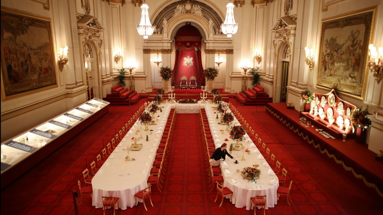 <strong>The Ballroom: </strong>The largest room in the Palace, which was originally opened in 1856 to mark the end of the Crimean War, is now the setting for state banquets.