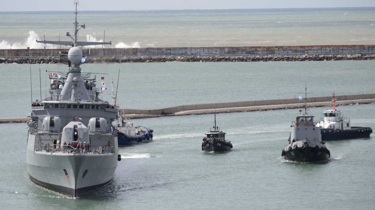 A ship leaves an Argentine naval base Monday to join the search for the missing sub and its crew.
