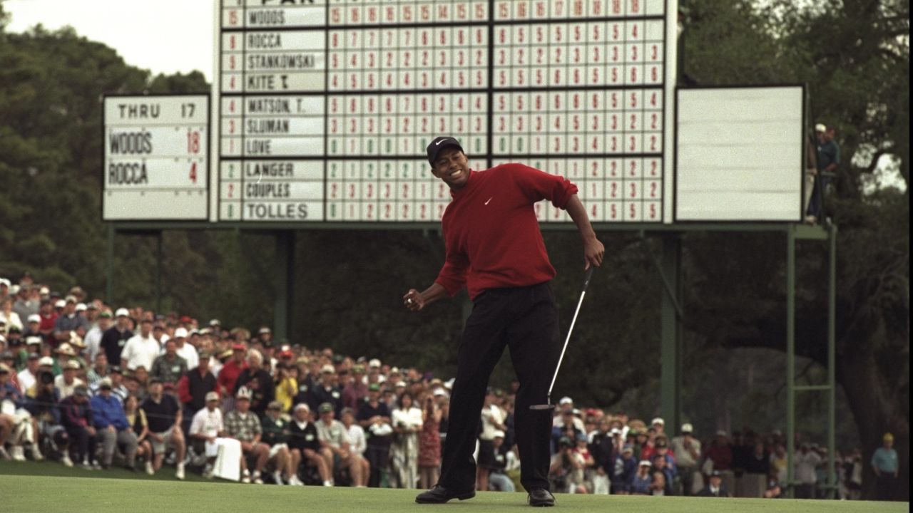 Tiger Woods finished 12 shots clear at the 1997 Masters, his first major title.