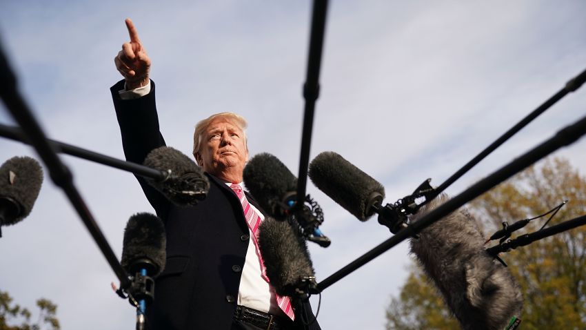 WASHINGTON, DC - NOVEMBER 21: U.S. President Donald Trump talks to reporters as he departs the White House November 21, 2017 in Washington, DC. Trump and his family are going to his Mar-a-Lago resort for the Thanksgiving holiday. (Photo by Chip Somodevilla/Getty Images)