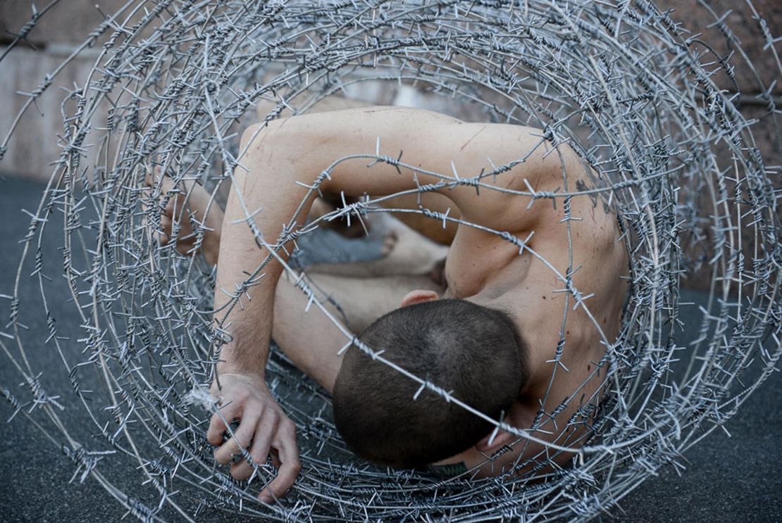 "Carcass" (2013) by Pyotr Pavlensky 