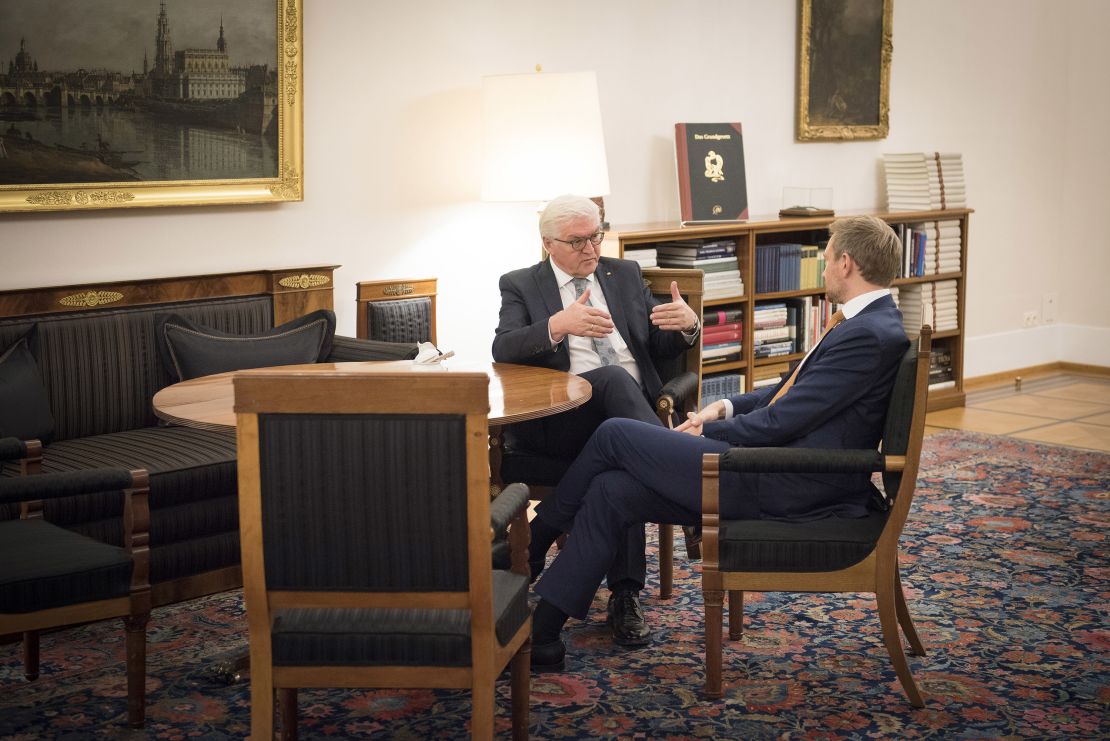 On Tuesday, Steinmeier met with Christian Lindner, leader of the Free Democrats and the man who announced his party's withdrawal from coalition talks Sunday night. 
