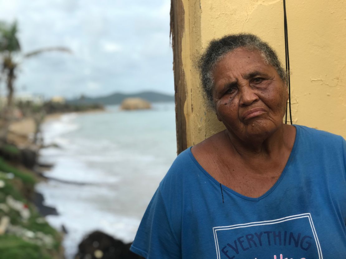 Irma Torres at her home in Yabucoa. She says she hopes her nephew on the US mainland will visit soon.