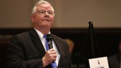 MANSFIELD, TX - APRIL 13: Rep. Joe Barton (R-TX) answers a question during a town hall meeting at Mansfield City Hall on April 13, 2017 in Mansfield, Texas. A capacity crowd filled the Mansfield City Hall counsel chambers where attendees expressed disapproval with the Republican's handling of health care, term limits and the failure of Donald Trump to release his taxes. (Photo by Mike Stone/Getty Images)