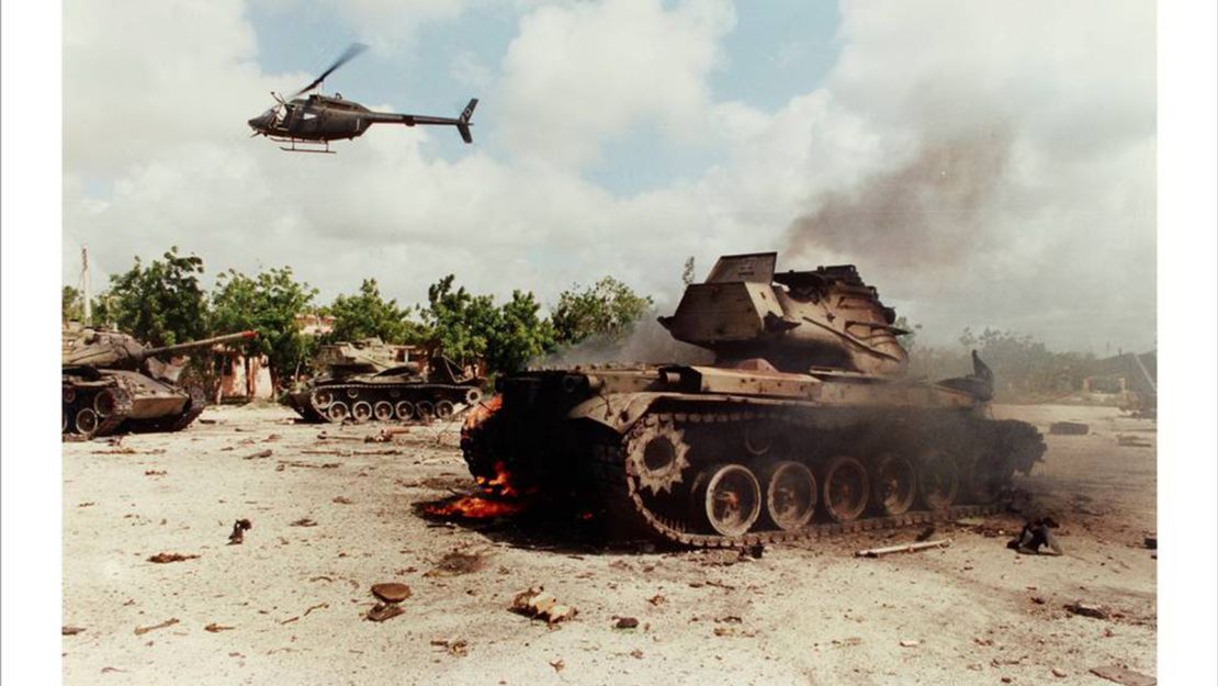 Eldon took this photo of the husk of a burned out tank in June 1993 in Mogadishu.