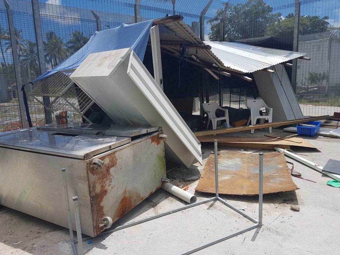 Damage caused to property in the Manus island refugee camp on Thursday.