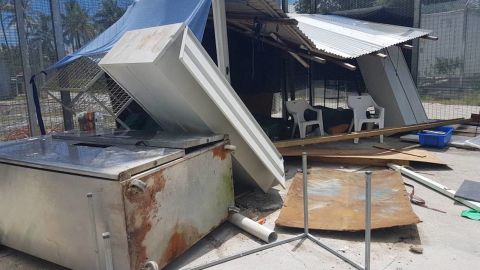 Damage caused to property in the Manus island refugee camp on Thursday.