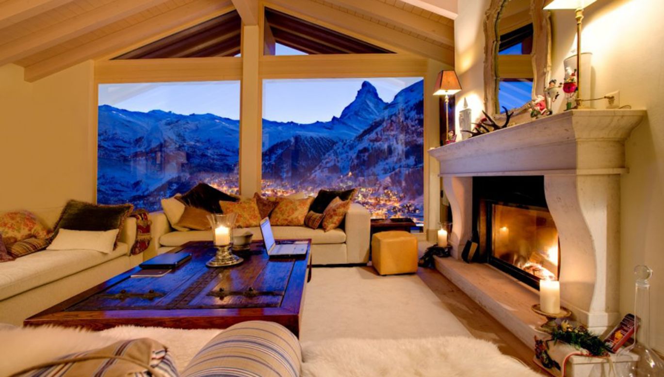 <strong>Chalet Grace:</strong> Chalet Grace's floor-to-ceiling windows offer fabulous view of the Matterhorn as it looms over the pretty Swiss town of Zermatt. It's a short walk to the slopes and features its own bar, home cinema and games room.