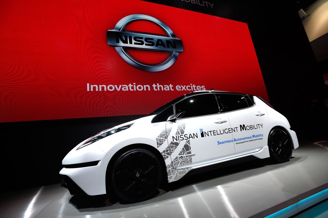 The Nissan Leaf on display at a US convention in 2017. It will officially launch in 2018.