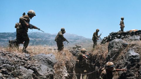 Israeli soldiers are seen in a trench during the 1967 Six-Day War.