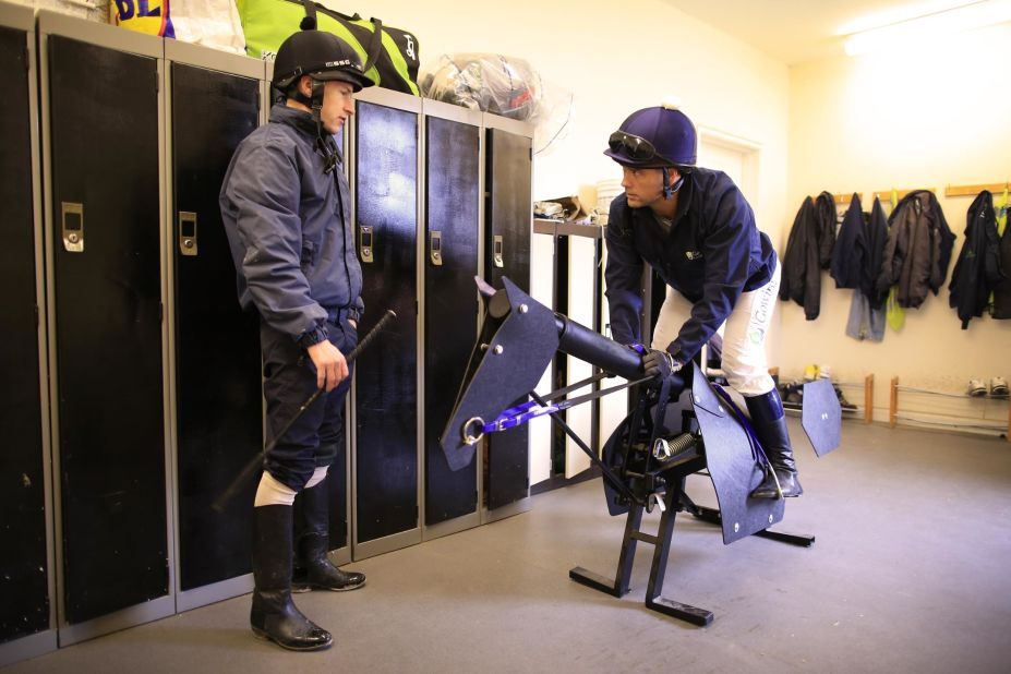 Owen was never allowed to get on a horse during his footballing days in case of injury, so he's had to learn to become a jockey in just five months. Here he is getting some advice from retain jockey, Richard Kingscote.