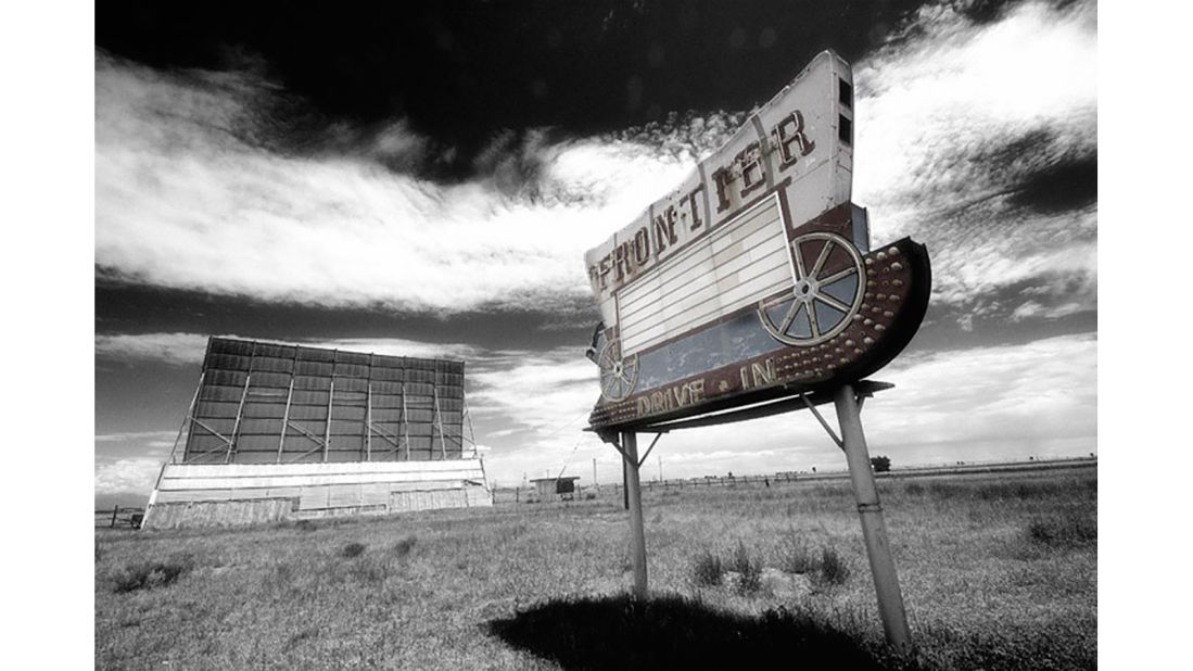 <strong>The appeal of the drive-in:</strong> Photographer Craig Deman traveled across the USA, taking pictures of the country's forgotten drive-in cinemas. <em>Pictured here: New Frontier Screen and Marquee, Center, Colorado.</em>