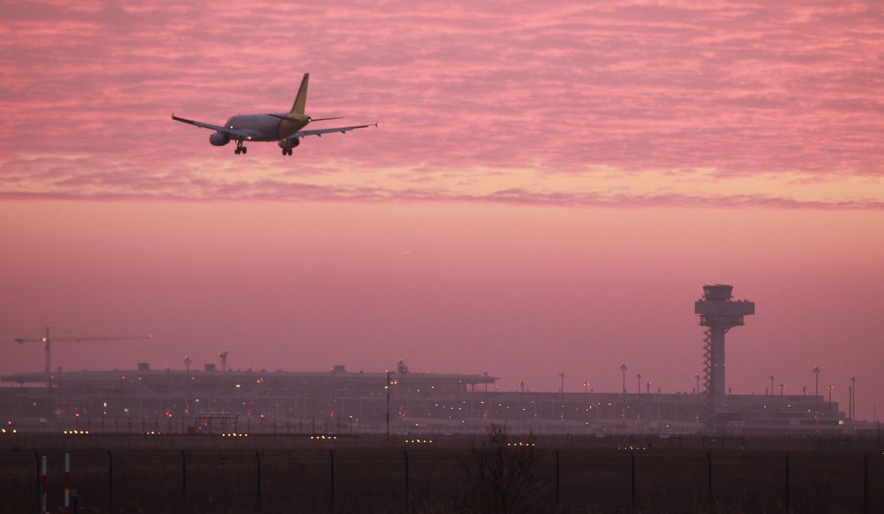 <strong>Over the fence: </strong>Services to nearby Schoenefeld Airport continue as the Brandenburg project drags on. 